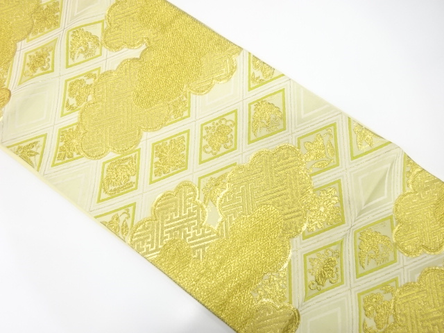 JAPANESE KIMONO / ANTIQUE FUKURO OBI / WOVEN CRANE